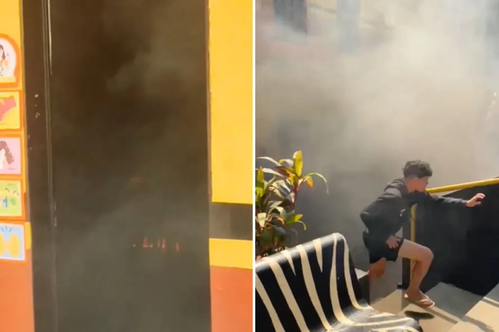 Princípio de incêndio teria iniciado no ar condicionado da sala. (Foto: Reprodução)