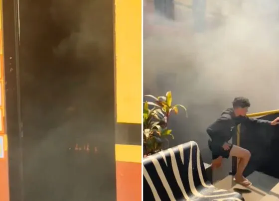 Princípio de incêndio teria iniciado no ar condicionado da sala. (Foto: Reprodução)