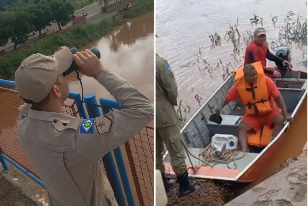 Equipes de Rondonópolis procuram jovem que se afogou no Córrego Arareau. (Foto: Corpo de Bombeiros)