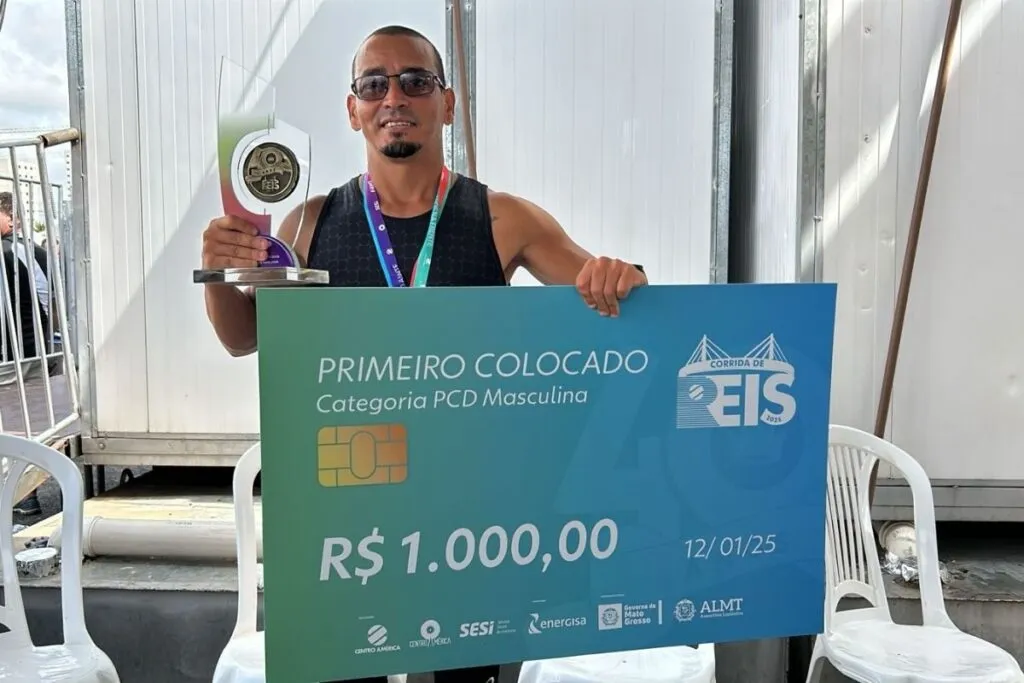 Atleta PCD mato-grossense Allender dos Anjos Souza, de 43 anos. (Foto: Vitória Maria)