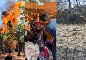 Incêndio atinge barracos e causa pânico em aldeia de Campo